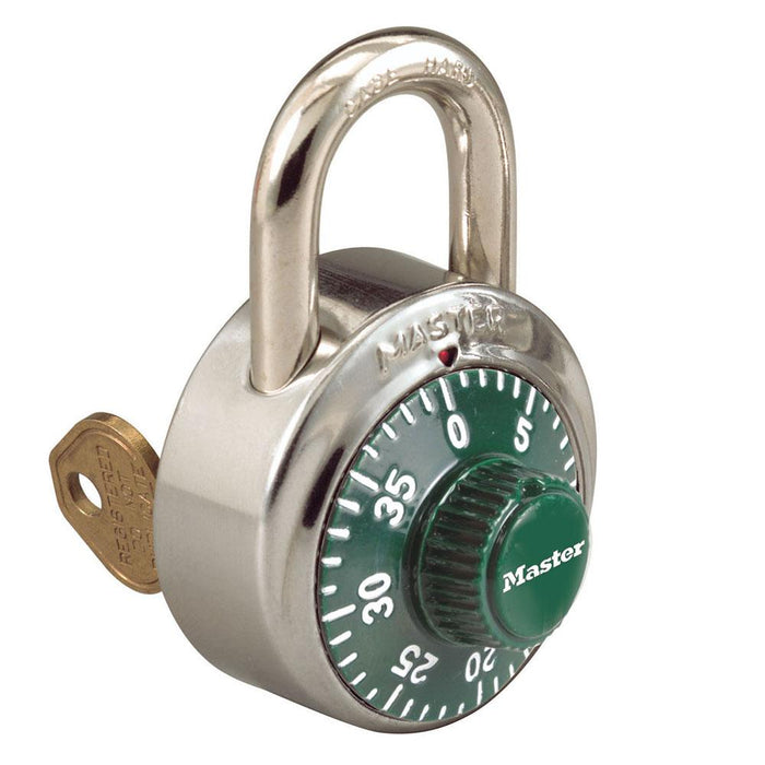 Master Lock 1525 General Security Combination Padlock with Key Control Feature and Colored Dial 1-7/8in (48mm) Wide-1525-Master Lock-Green-1525GRN-HodgeProducts.com
