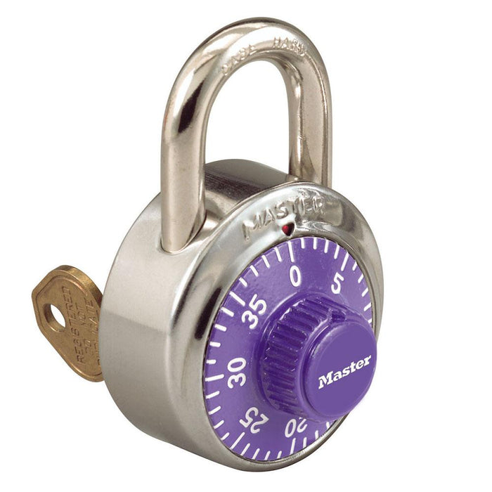 Master Lock 1525 General Security Combination Padlock with Key Control Feature and Colored Dial 1-7/8in (48mm) Wide-1525-Master Lock-Purple-1525PRP-HodgeProducts.com