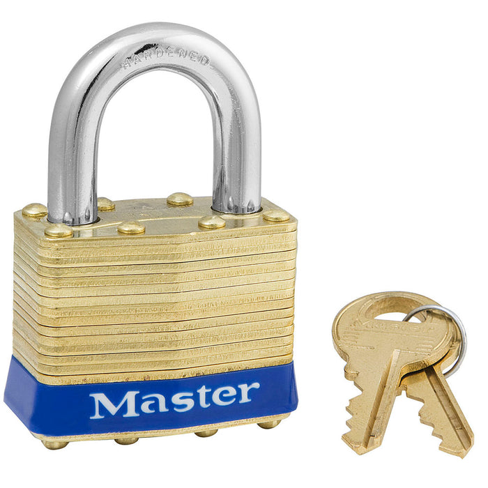 Master Lock 2 Laminated Brass Padlock 1-3/4in (44mm) wide-Keyed-Master Lock-Keyed Different-15/16in-2-HodgeProducts.com