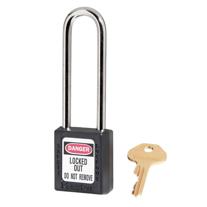 Master Lock 410 Zenex™ Thermoplastic Safety Padlock, 1-1/2in (38mm) Wide with 1-1/2in (38mm) Tall Shackle-Keyed-Master Lock-Black-Keyed Alike-410KALTBLK-HodgeProducts.com