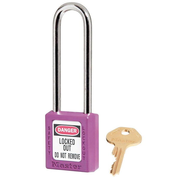 Master Lock 410 Zenex™ Thermoplastic Safety Padlock, 1-1/2in (38mm) Wide with 1-1/2in (38mm) Tall Shackle-Keyed-Master Lock-Purple-Keyed Alike-410KALTPRP-HodgeProducts.com