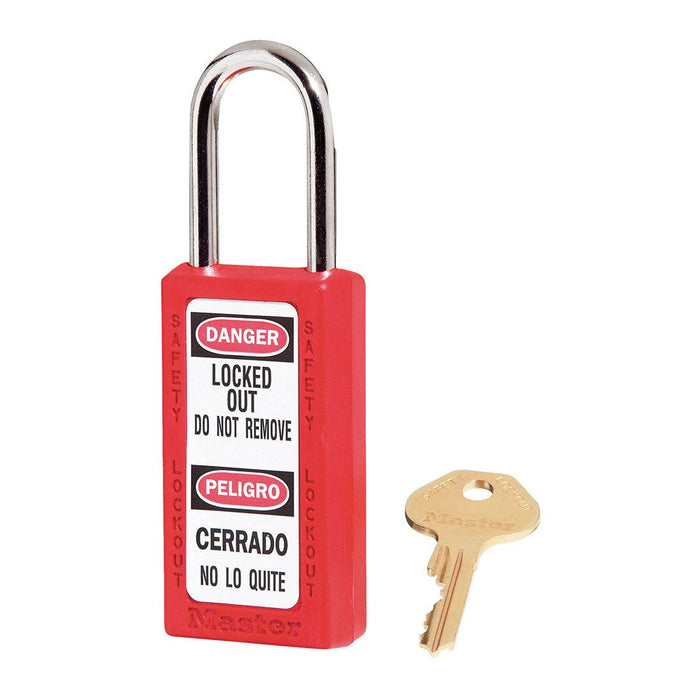 Master Lock 411 Zenex™ Thermoplastic Safety Padlock, 1-1/2in (38mm) Wide with 1-1/2in (38mm) Tall Shackle-Keyed-Master Lock-Red-Keyed Alike-411KARED-HodgeProducts.com
