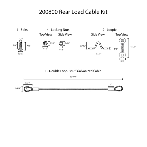 Hodge Products 200800 Rear Load Cable Kit-Hodge Products-200800-HodgeProducts.com