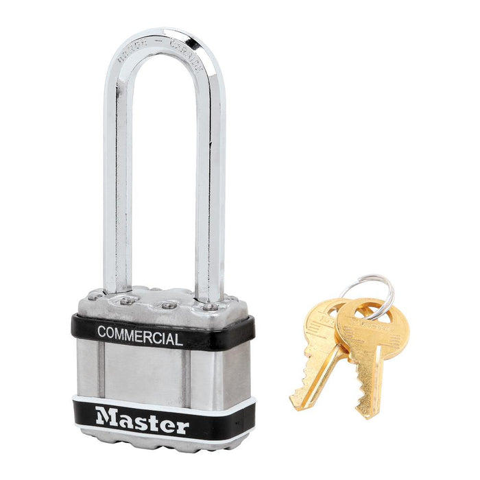Master Lock M1 Commercial Magnum Laminated Steel Padlock with Stainless Steel Body Cover 1-3/4in (44mm) Wide-Keyed-Master Lock-Keyed Alike-2-1/2in (64mm)-M1KALJSTS-HodgeProducts.com
