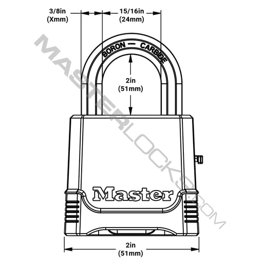 Master Lock M176XD 2in (51mm) Wide Magnum® Zinc Die-Cast Body Padlock ; Set Your Own Combination-Master Lock-M176XDLH-HodgeProducts.com
