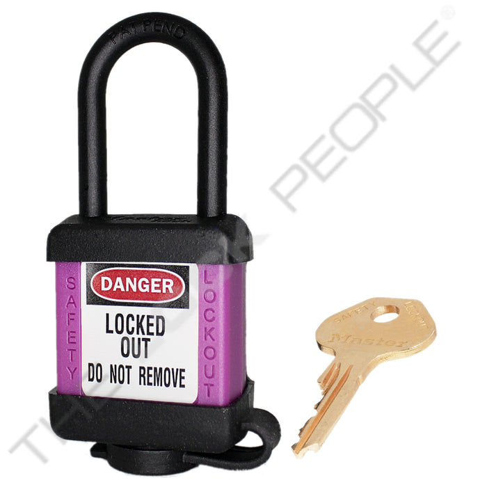 Master Lock 406COV Padlock with Plastic Cover 1-1/2in (38mm) wide-Master Lock-Keyed Alike-Purple-406KAPRPCOV-HodgeProducts.com