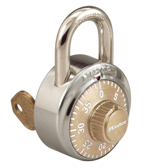 Master Lock 1525 General Security Combination Padlock with Key Control Feature and Colored Dial 1-7/8in (48mm) Wide-1525-Master Lock-Gold-1525GLD-HodgeProducts.com