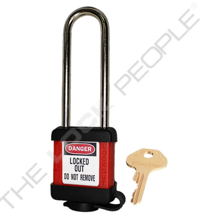 Master Lock 410COV Padlock with Plastic Cover 1-1/2in (38mm) wide-Master Lock-Keyed Alike-3in-410KALTREDCOV-HodgeProducts.com
