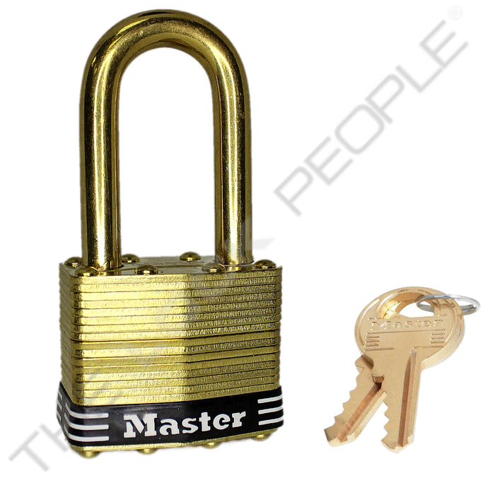 Master Lock 2B Laminated Brass Padlock with Brass Shackle 1-3/4in (44mm) wide-Master Lock-Keyed Alike-1-1/2in-2KABLFBLK-HodgeProducts.com