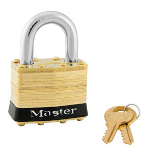 Master Lock 2 Laminated Brass Padlock 1-3/4in (44mm) wide-Keyed-Master Lock-Keyed Alike-15/16in-2KABLK-HodgeProducts.com