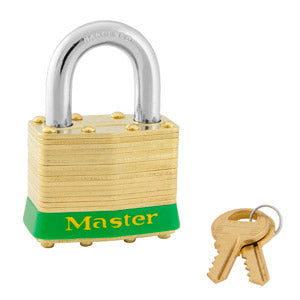 Master Lock 2 Laminated Brass Padlock 1-3/4in (44mm) wide-Keyed-Master Lock-Keyed Alike-15/16in-2KAGRN-HodgeProducts.com