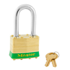 Master Lock 2 Laminated Brass Padlock 1-3/4in (44mm) wide-Keyed-Master Lock-Keyed Different-1-1/2in-2LFGRN-HodgeProducts.com