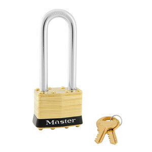 Master Lock 2 Laminated Brass Padlock 1-3/4in (44mm) wide-Keyed-Master Lock-Master Keyed-2-1/2in-2MKLJBLK-HodgeProducts.com