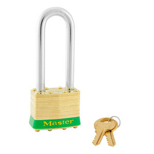 Master Lock 2 Laminated Brass Padlock 1-3/4in (44mm) wide-Keyed-Master Lock-Keyed Different-2-1/2in-2LJGRN-HodgeProducts.com