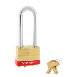 Master Lock 2 Laminated Brass Padlock 1-3/4in (44mm) wide-Keyed-Master Lock-Keyed Different-2-1/2in-2LJRED-HodgeProducts.com