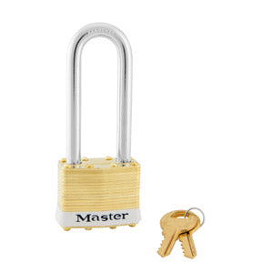 Master Lock 2 Laminated Brass Padlock 1-3/4in (44mm) wide-Keyed-Master Lock-Keyed Different-2-1/2in-2LJWHT-HodgeProducts.com
