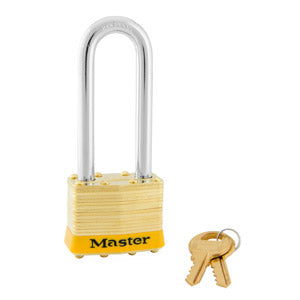Master Lock 2 Laminated Brass Padlock 1-3/4in (44mm) wide-Keyed-Master Lock-Master Keyed-2-1/2in-2MKLJYLW-HodgeProducts.com