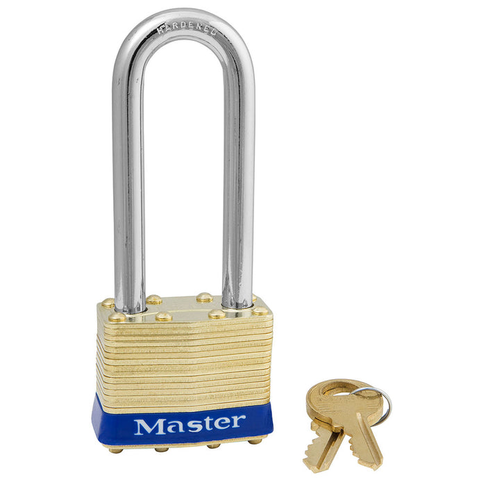 Master Lock 2 Laminated Brass Padlock 1-3/4in (44mm) wide-Keyed-Master Lock-Keyed Different-2-1/2in-2LJ-HodgeProducts.com