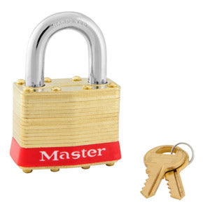 Master Lock 2 Laminated Brass Padlock 1-3/4in (44mm) wide-Keyed-Master Lock-Keyed Alike-15/16in-2KARED-HodgeProducts.com