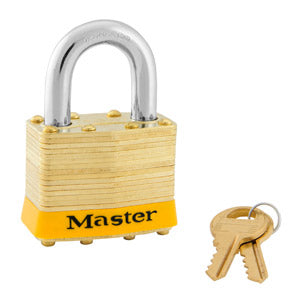 Master Lock 2 Laminated Brass Padlock 1-3/4in (44mm) wide-Keyed-Master Lock-Master Keyed-15/16in-2MKYLW-HodgeProducts.com