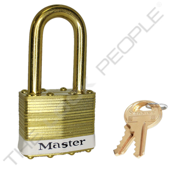 Master Lock 2B Laminated Brass Padlock with Brass Shackle 1-3/4in (44mm) wide-Master Lock-Keyed Different-1-1/2in-2BLFWHT-HodgeProducts.com