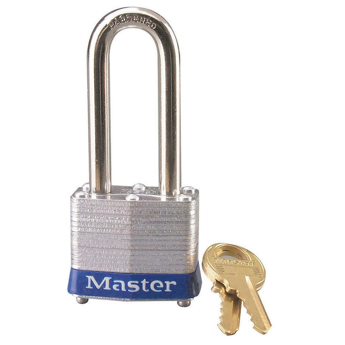 Master Lock 3 Laminated Steel Padlock 1-9/16in (40mm) Wide-Keyed-Master Lock-Blue-Keyed Alike-3KALHBLU-HodgeProducts.com