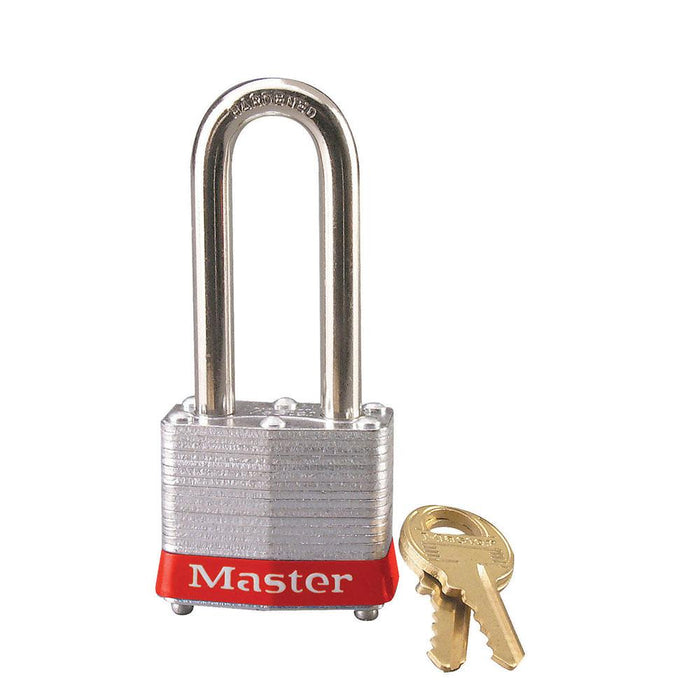 Master Lock 3 Laminated Steel Padlock 1-9/16in (40mm) Wide-Keyed-Master Lock-Red-Keyed Alike-3KALHRED-HodgeProducts.com