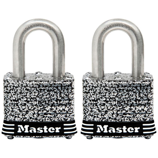 Master Lock 3SST Laminated Stainless Steel Padlock; 2 Pack 1-9/16in (40mm) Wide-Keyed-Master Lock-3SST-HodgeProducts.com