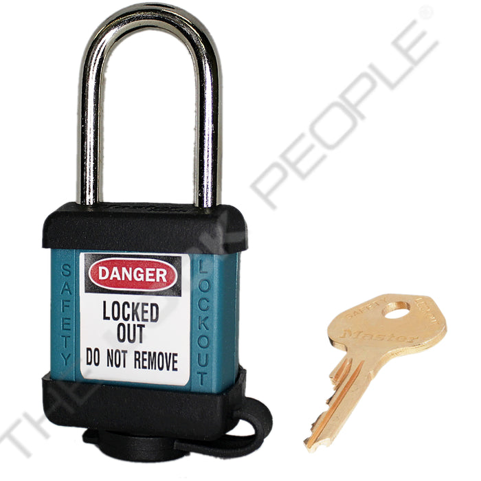 Master Lock 410COV Padlock with Plastic Cover 1-1/2in (38mm) wide-Master Lock-Keyed Different-1-1/2in-410TEALCOV-HodgeProducts.com