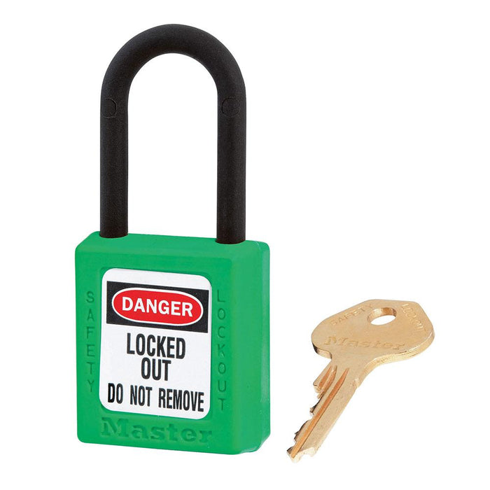 Master Lock 406 Dielectric Zenex™ Thermoplastic Safety Padlock, 1-1/2in (38mm) Wide with 1-1/2in (38mm) Tall Nylon Shackle-Keyed-Master Lock-Green-Keyed Alike-406KAGRN-HodgeProducts.com