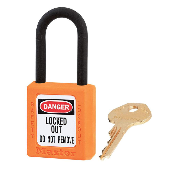 Master Lock 406 Dielectric Zenex™ Thermoplastic Safety Padlock, 1-1/2in (38mm) Wide with 1-1/2in (38mm) Tall Nylon Shackle-Keyed-Master Lock-Orange-Keyed Alike-406KAORJ-HodgeProducts.com