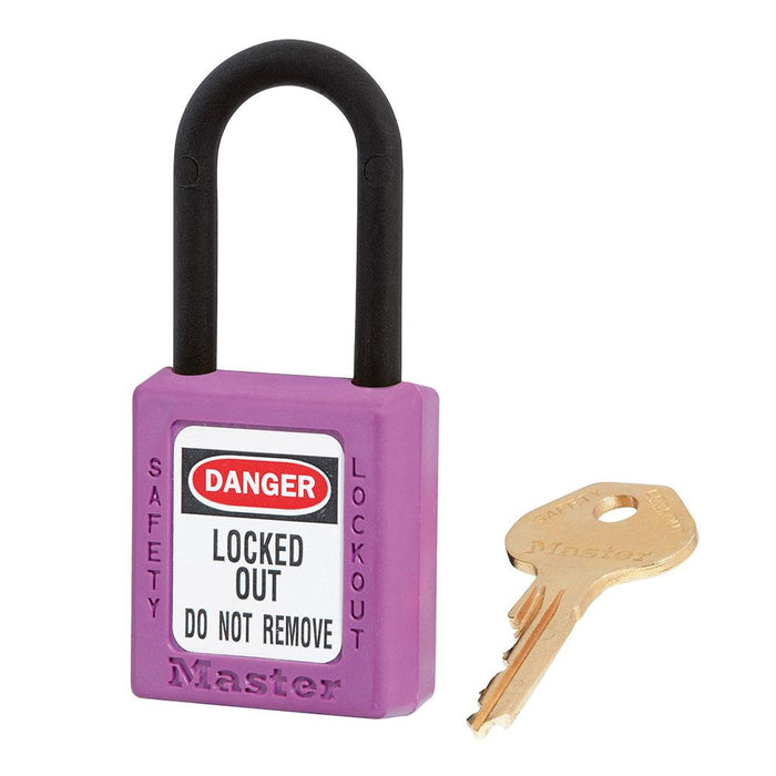 Master Lock 406 Dielectric Zenex™ Thermoplastic Safety Padlock, 1-1/2in (38mm) Wide with 1-1/2in (38mm) Tall Nylon Shackle-Keyed-Master Lock-Purple-Keyed Alike-406KAPRP-HodgeProducts.com