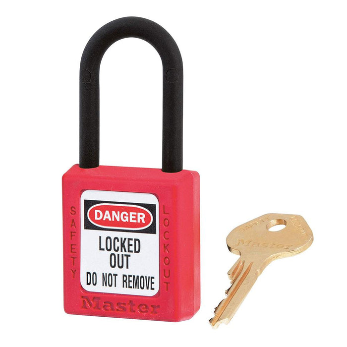 Master Lock 406 Dielectric Zenex™ Thermoplastic Safety Padlock, 1-1/2in (38mm) Wide with 1-1/2in (38mm) Tall Nylon Shackle-Keyed-Master Lock-Red-Keyed Alike-406KARED-HodgeProducts.com