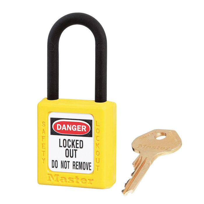 Master Lock 406 Dielectric Zenex™ Thermoplastic Safety Padlock, 1-1/2in (38mm) Wide with 1-1/2in (38mm) Tall Nylon Shackle-Keyed-Master Lock-Yellow-Keyed Alike-406KAYLW-HodgeProducts.com