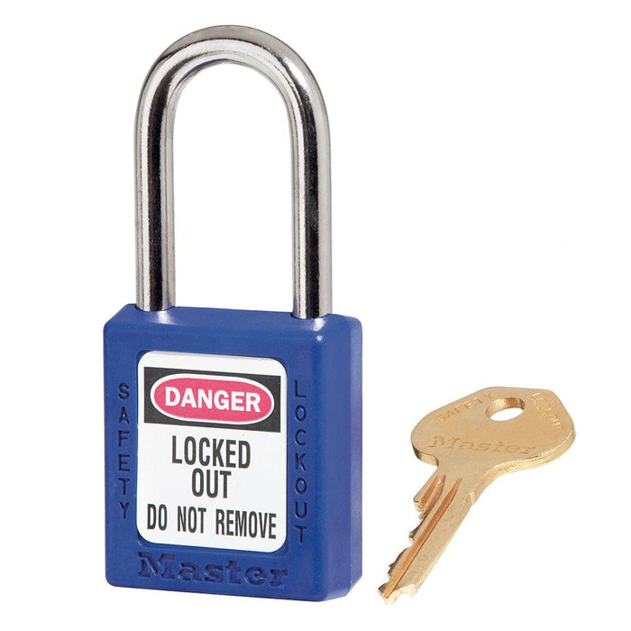 Master Lock 410 Zenex™ Thermoplastic Safety Padlock, 1-1/2in (38mm) Wide with 1-1/2in (38mm) Tall Shackle-Keyed-Master Lock-Blue-Keyed Alike-410KABLU-HodgeProducts.com
