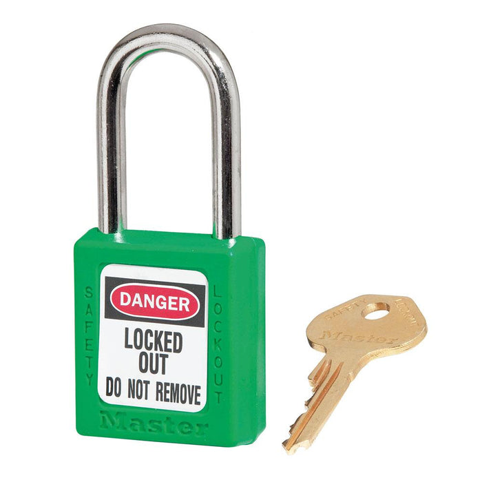 Master Lock 410 Zenex™ Thermoplastic Safety Padlock, 1-1/2in (38mm) Wide with 1-1/2in (38mm) Tall Shackle-Keyed-Master Lock-Green-Keyed Alike-410KAGRN-HodgeProducts.com