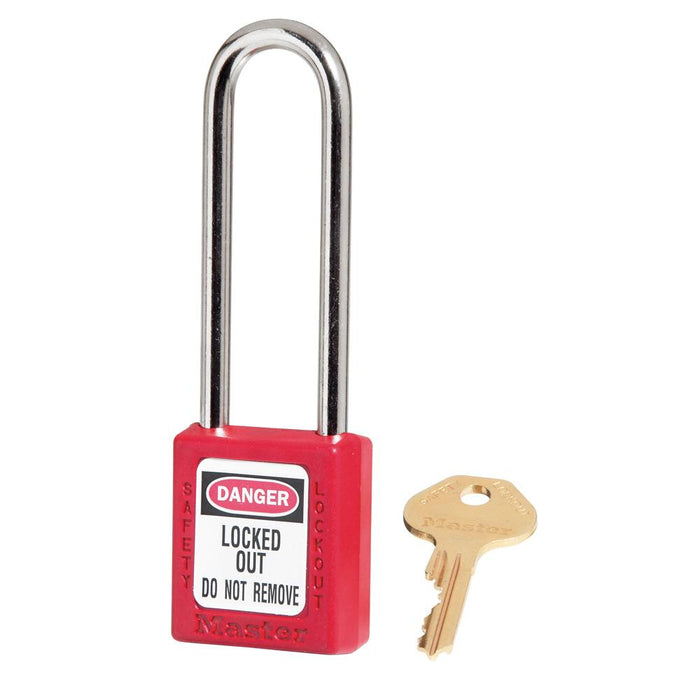Master Lock 410 Zenex™ Thermoplastic Safety Padlock, 1-1/2in (38mm) Wide with 1-1/2in (38mm) Tall Shackle-Keyed-Master Lock-Red-Keyed Alike-410KALTRED-HodgeProducts.com