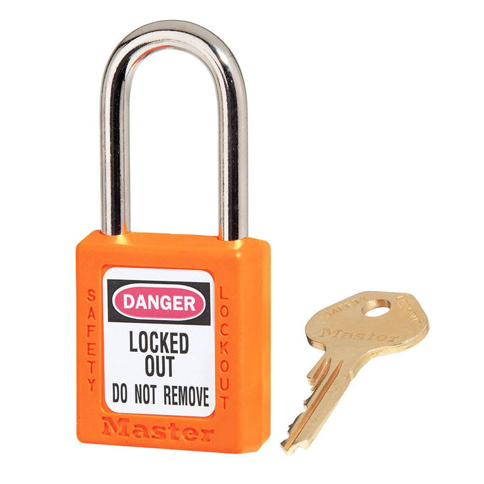 Master Lock 410 Zenex™ Thermoplastic Safety Padlock, 1-1/2in (38mm) Wide with 1-1/2in (38mm) Tall Shackle-Keyed-Master Lock-Orange-Keyed Alike-410KAORJ-HodgeProducts.com