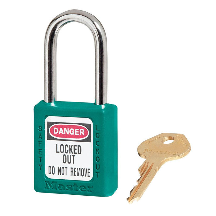 Master Lock 410 Zenex™ Thermoplastic Safety Padlock, 1-1/2in (38mm) Wide with 1-1/2in (38mm) Tall Shackle-Keyed-Master Lock-Teal-Keyed Alike-410KATEAL-HodgeProducts.com