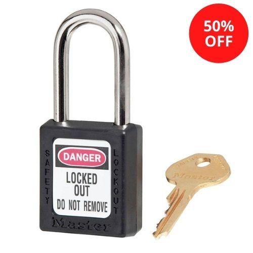 Master Lock 410BLK2KEY Zenex™ Thermoplastic Safety Padlock, 1-1/2in (38mm) Wide with 1-1/2in (38mm) Tall Shackle-Keyed-Master Lock-410BLK2KEY-HodgeProducts.com