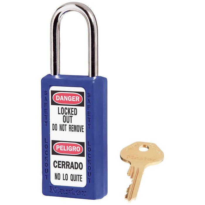 Master Lock 411 Zenex™ Thermoplastic Safety Padlock, 1-1/2in (38mm) Wide with 1-1/2in (38mm) Tall Shackle-Keyed-Master Lock-Blue-Keyed Alike-411KABLU-HodgeProducts.com