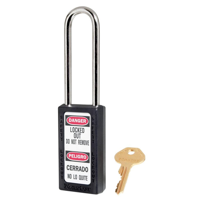 Master Lock 411 Zenex™ Thermoplastic Safety Padlock, 1-1/2in (38mm) Wide with 1-1/2in (38mm) Tall Shackle-Keyed-Master Lock-Black-Keyed Alike-411KALTBLK-HodgeProducts.com