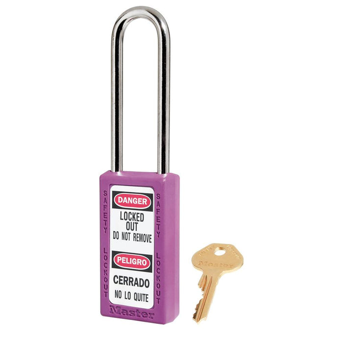 Master Lock 411 Zenex™ Thermoplastic Safety Padlock, 1-1/2in (38mm) Wide with 1-1/2in (38mm) Tall Shackle-Keyed-Master Lock-Purple-Keyed Alike-411KALTPRP-HodgeProducts.com