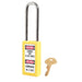 Master Lock 411 Zenex™ Thermoplastic Safety Padlock, 1-1/2in (38mm) Wide with 1-1/2in (38mm) Tall Shackle-Keyed-Master Lock-Yellow-Keyed Alike-411KALTYLW-HodgeProducts.com