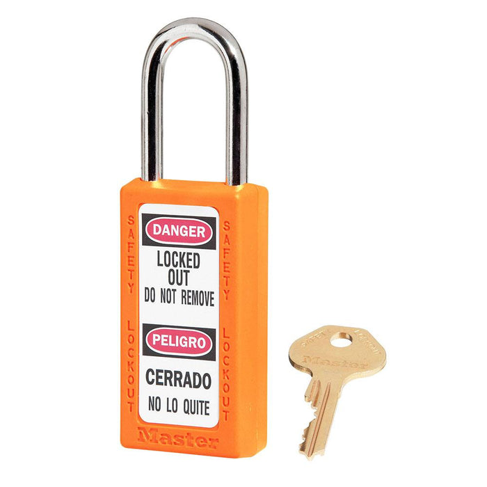 Master Lock 411 Zenex™ Thermoplastic Safety Padlock, 1-1/2in (38mm) Wide with 1-1/2in (38mm) Tall Shackle-Keyed-Master Lock-Orange-Keyed Alike-411KAORJ-HodgeProducts.com