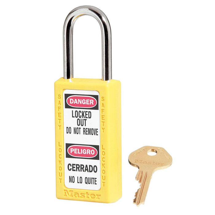 Master Lock 411 Zenex™ Thermoplastic Safety Padlock, 1-1/2in (38mm) Wide with 1-1/2in (38mm) Tall Shackle-Keyed-Master Lock-Yellow-Keyed Alike-411KAYLW-HodgeProducts.com