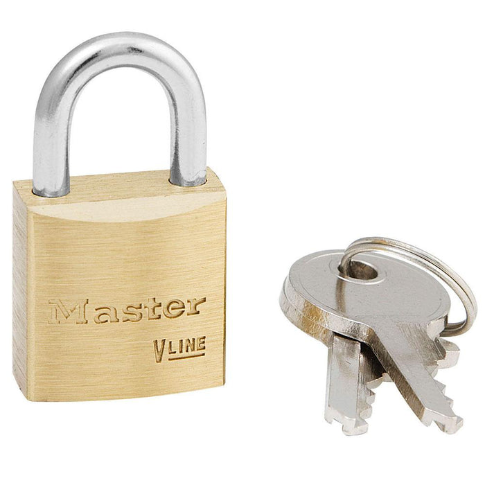 Master Lock 4120 V-Line Brass Padlock 3/4in (19mm) Wide-Keyed-Master Lock-Keyed Alike-4120KA-HodgeProducts.com