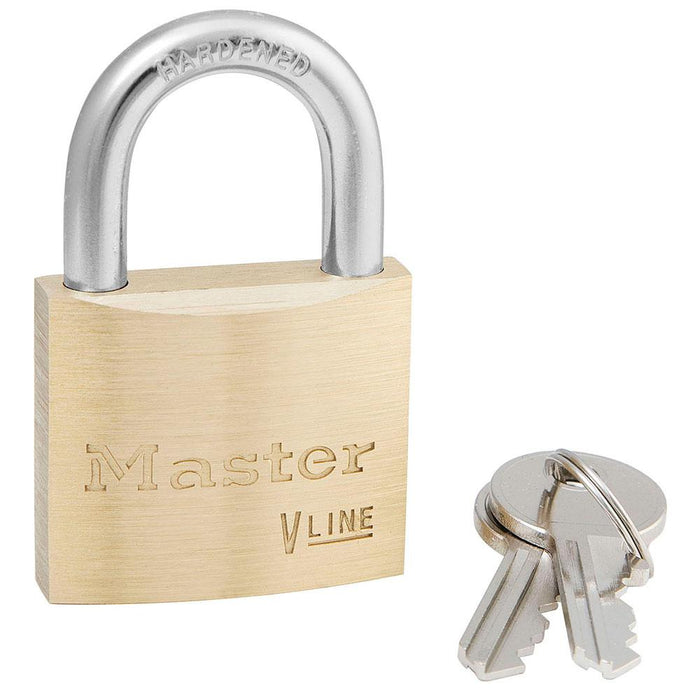 Master Lock 4140 V-Line Brass Padlock 1-1/2in (38mm) Wide-Keyed-Master Lock-Keyed Alike-4140KA-HodgeProducts.com