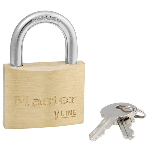Master Lock 4150 V-Line Brass Padlock 1-7/8in (48mm) Wide-Keyed-Master Lock-Keyed Alike-4150KA-HodgeProducts.com