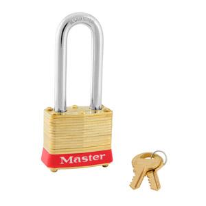 Master Lock 4 Laminated Brass Padlock 1-9/16in (40mm) Wide-Keyed-Master Lock-Red-Keyed Alike-4KALHRED-HodgeProducts.com
